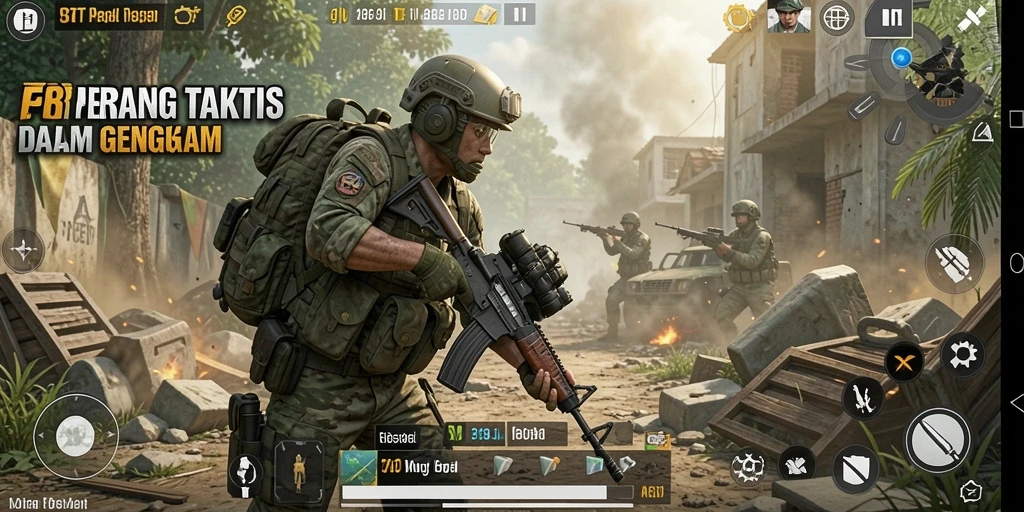 Gameplay seru dalam 5RT dengan aksi tembak-menembak yang intens.