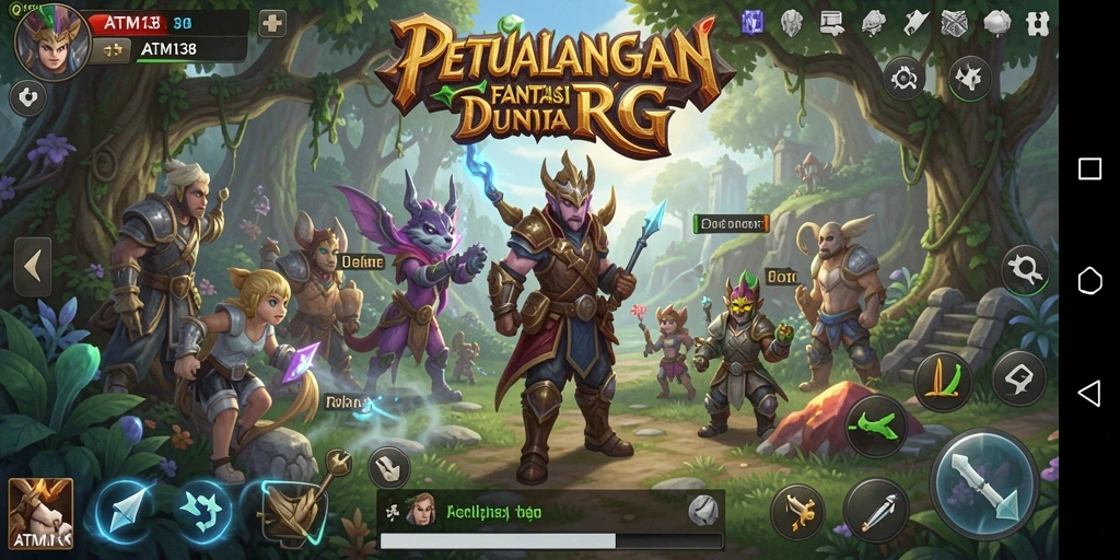 Tangkapan layar menunjukkan karakter memerangi monster di dunia RPG.