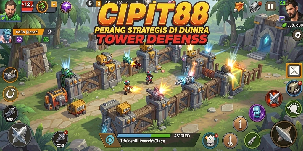 Tampilan seru gameplay Tower Defense di CIPIT88.