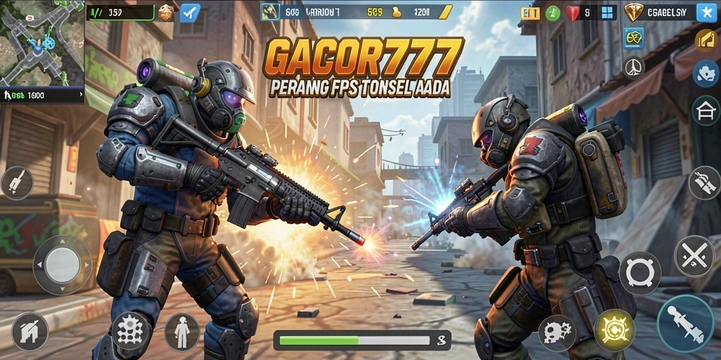 Screenshot menampilkan aksi seru dalam pertempuran FPS.