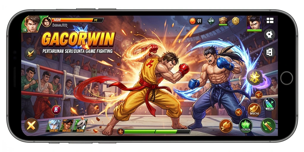 Screenshot gameplay GACORWIN menampilkan aksi pertarungan yang dinamis dan seru.