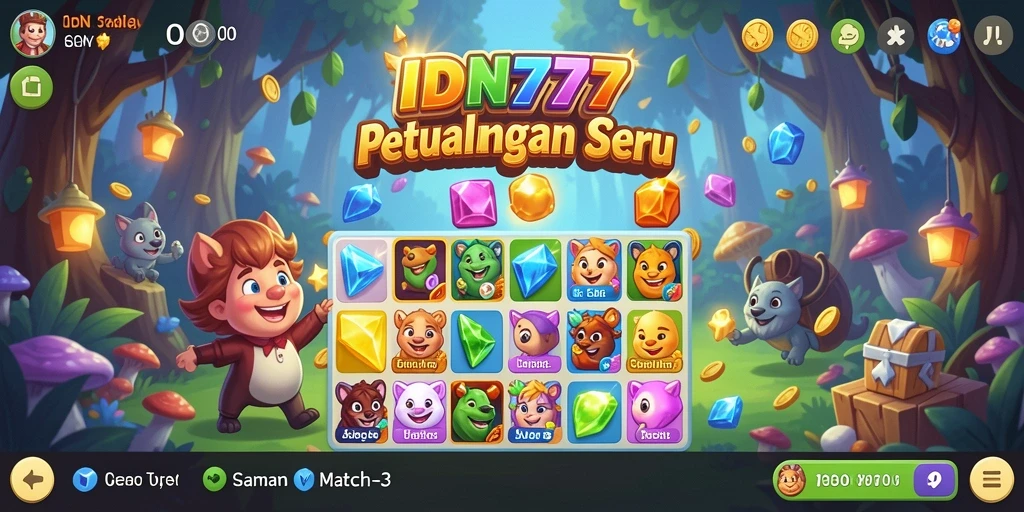 Tampilan gameplay seru di game Match-3 IDN777.