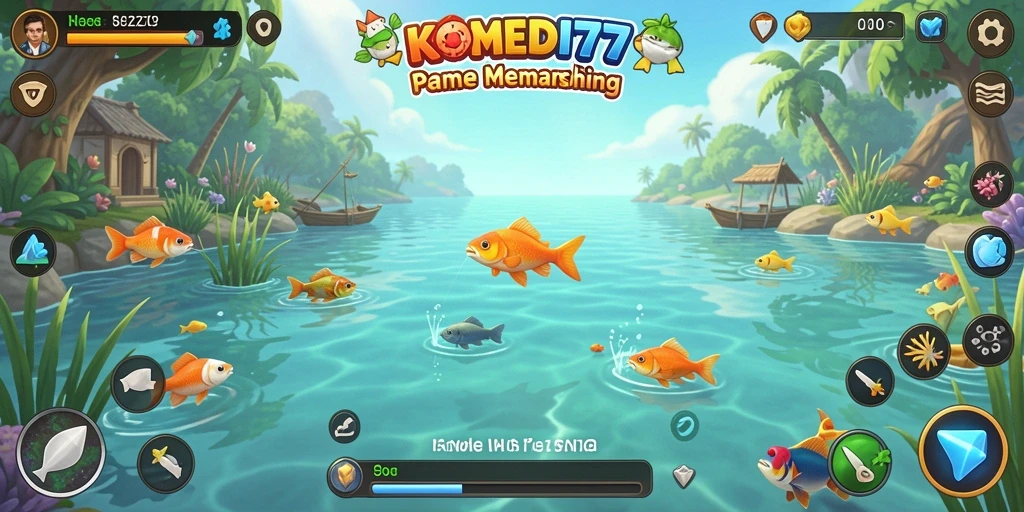 Tampilan screenshot permainan KOMEDI77 saat pemain menangkap ikan besar.