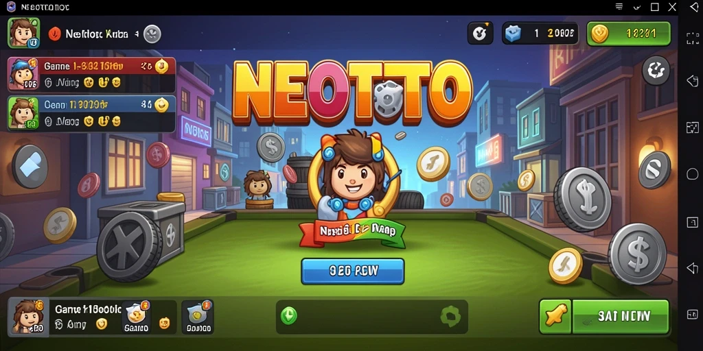 Tampilan gameplay NEOTOTO yang menawan dengan karakter aktif.