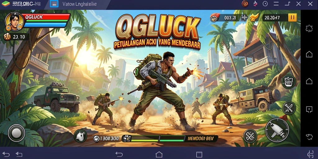 Gameplay Action seru di QGLUCK dengan pertempuran mendebarkan.