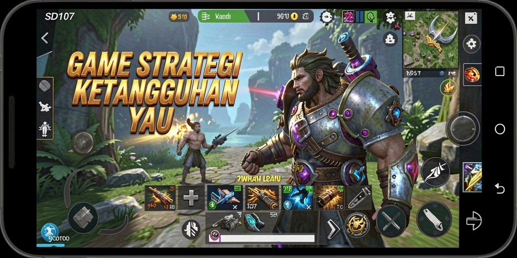 Tangkapan layar gameplay SD107 yang penuh aksi strategi.
