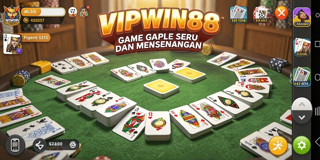 Screenshot gameplay VIPWIN88 menunjukkan pengalaman bermain Gaple yang mengasyikkan.